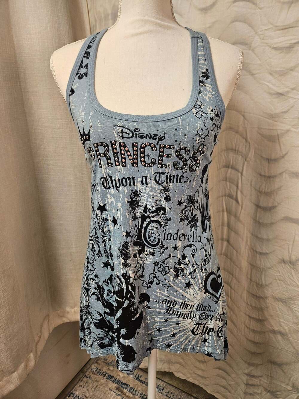 Disney Parks Princess Once Upon A Time Tank Top Size XS Blue Cinderella